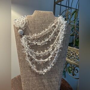 Vintage style Y2K glass multi strand rhinestone clasp necklace